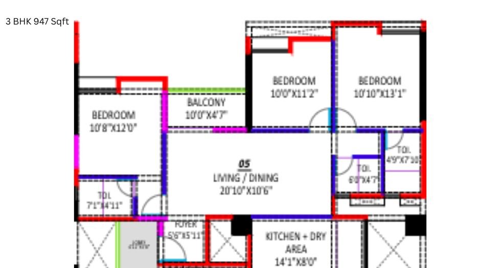 Kiran-Swastik-Gallery-3 BHK-Floor-Plan